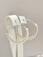 Load image into Gallery viewer, Sterling Silver 925 Pearls Hoop Earrings