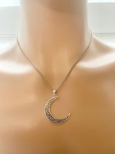 Load image into Gallery viewer, Sterling Silver Moon Necklace Chain 16” & 18”