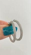 Load image into Gallery viewer, Sterling Silver 925 Ice Out CZ Large Hoop Earrings 30mm CZ Jewelry