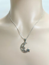 Load image into Gallery viewer, Moon and Star Necklace Sterling Silver 925 Cadena y Colgante de la Luna y Estrella