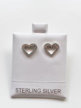 Load image into Gallery viewer, Braided White Leather Necklace 16” with Sterling Silver Hollow Heart and Earrings