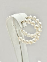 Load image into Gallery viewer, Sterling Silver Medium Fresh Water Pearls Hoops Earrings