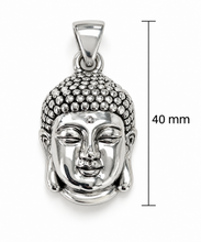 Load image into Gallery viewer, Sterling Silver 925 Buddha Head on a white background with height 40mm