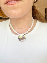 Load image into Gallery viewer, Fresh Water Pearl Necklace with Sterling Silver Padre Nuestro Medallion
