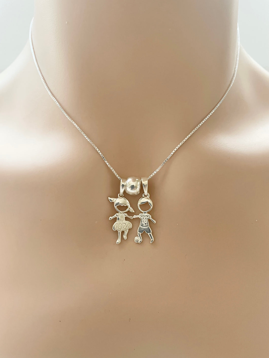 Boy and Girl Necklace Sterling Silver 925 Chain