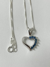 Load image into Gallery viewer, Sterling Silver 925 Blue  Lab Sapphire Heart Pendant Chain Necklace 16”
