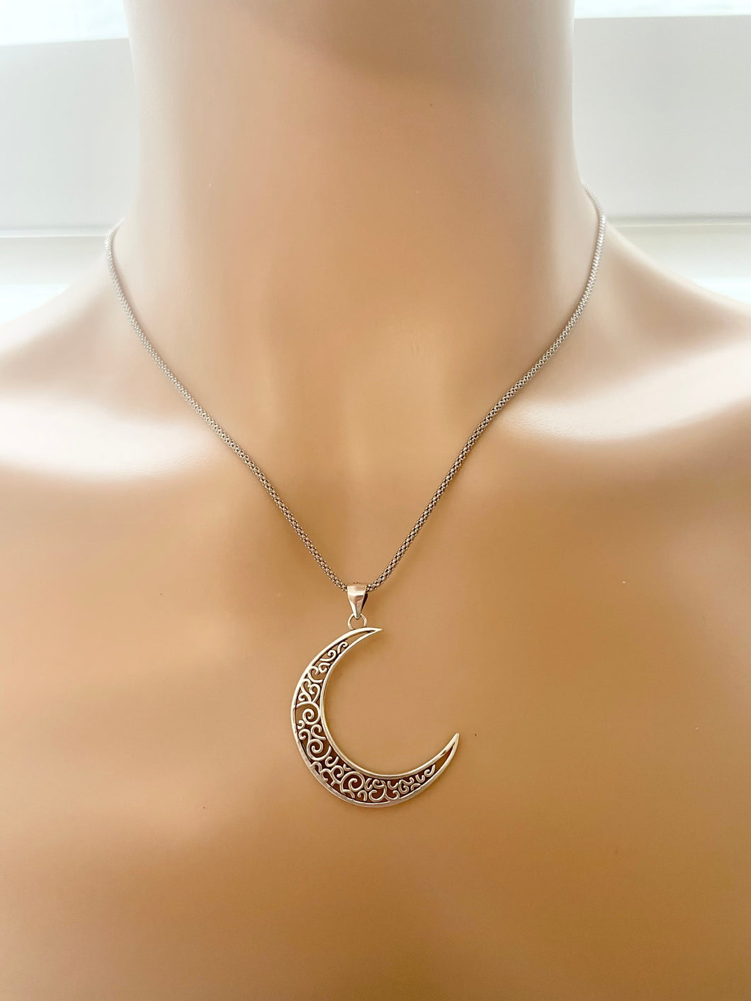 Sterling Silver Moon Necklace Chain 16” & 18”