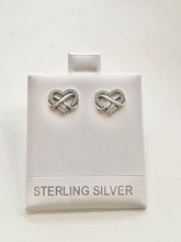 Load image into Gallery viewer, Infinity Love Heart Stud Earrings Sterling Silver 925
