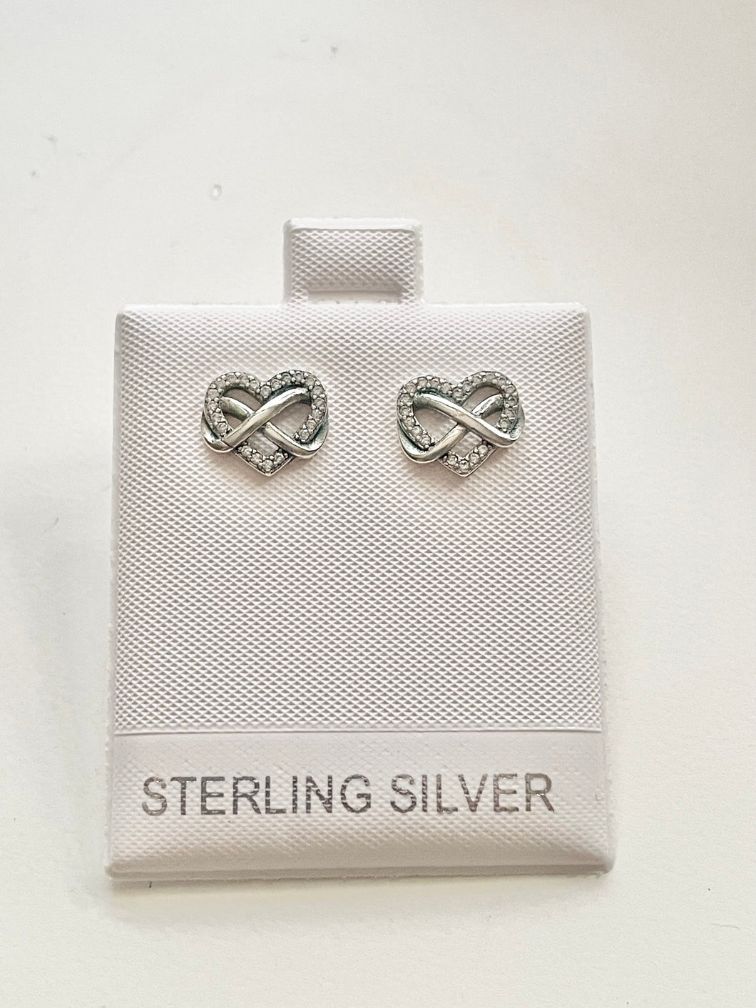 Infinity Love Heart Stud Earrings Sterling Silver 925