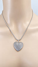 Load image into Gallery viewer, Sterling Silver 925 textured heart pendant on an 18 inch spiga wheat chain
