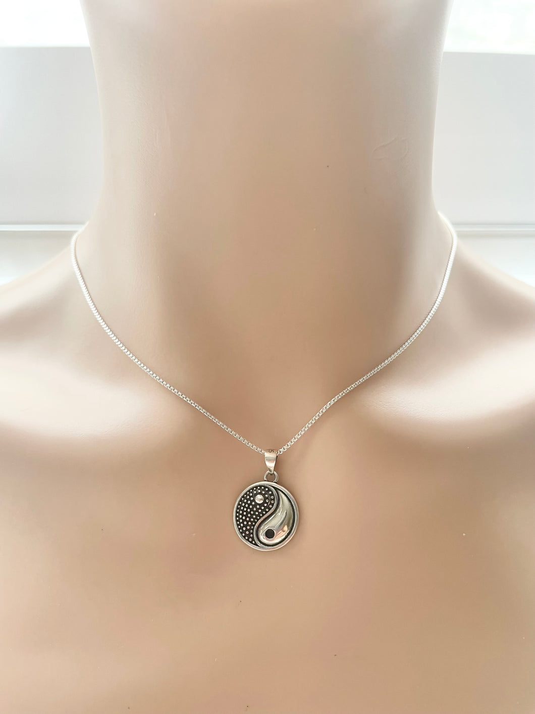 Sterling Silver 925 Yin Yang Pendant Necklace 18”