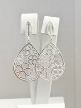 Load image into Gallery viewer, Sterling Silver 925 Flowers Filigree Post Drop Earrings
