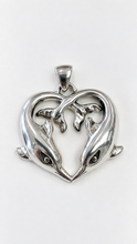 Load image into Gallery viewer, Dolphin Kiss Sterling Silver 925 Lightweight Pendant Electroform Jewelry

