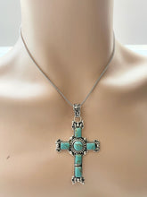 Load image into Gallery viewer, Sterling Silver 925 Turquoise Cross Pendant
