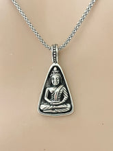 Load image into Gallery viewer, Meditating Buddha Necklace Chain 18’ Sterling Silver
