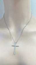 Load image into Gallery viewer, Sterling Silver 925 CZ Cross Delicate Necklace Chain 18” Religious Jewelry
