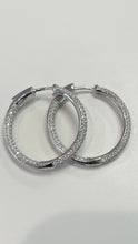 Load image into Gallery viewer, Sterling Silver 925 Ice Out CZ Large Hoop Earrings 30mm CZ Jewelry
