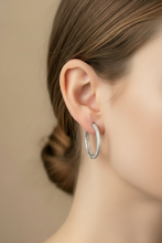Load image into Gallery viewer, Sterling Silver 925 Ice Out CZ Large Hoop Earrings 30mm CZ Jewelry
