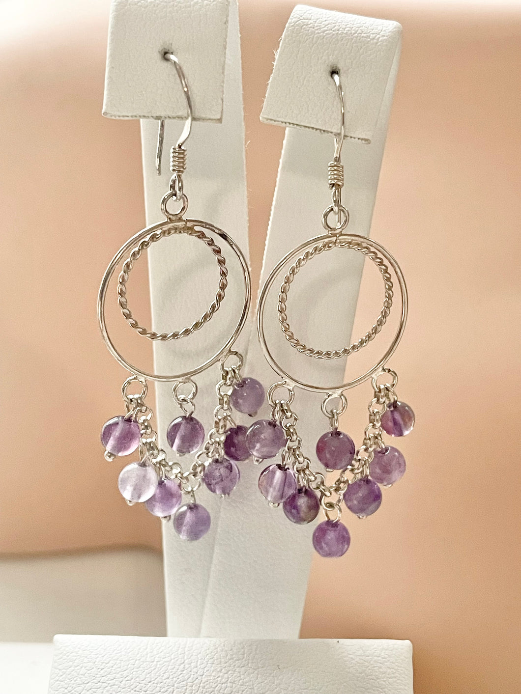 Sterling Silver 925 Boho Style Dangle Earrings