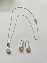 Load image into Gallery viewer, Sterling Silver 925 Shell Set Dangle Earrings , Pendant &amp; Chain 18’
