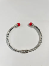 Load image into Gallery viewer, Sterling Silver 925 Bangle with Coral
