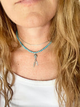 Load image into Gallery viewer, Sterling Silver 925 Turquoise Bear Paw Feather Pendant with Blue Necklace
