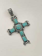 Load image into Gallery viewer, Sterling Silver 925 Turquoise Cross Pendant
