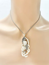 Load image into Gallery viewer, Mermaid Oxidized Necklace 925 Sterling Silver With a Bone Octopus Marked GDS
