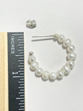 Load image into Gallery viewer, Sterling Silver Medium Fresh Water Pearls Hoops Earrings
