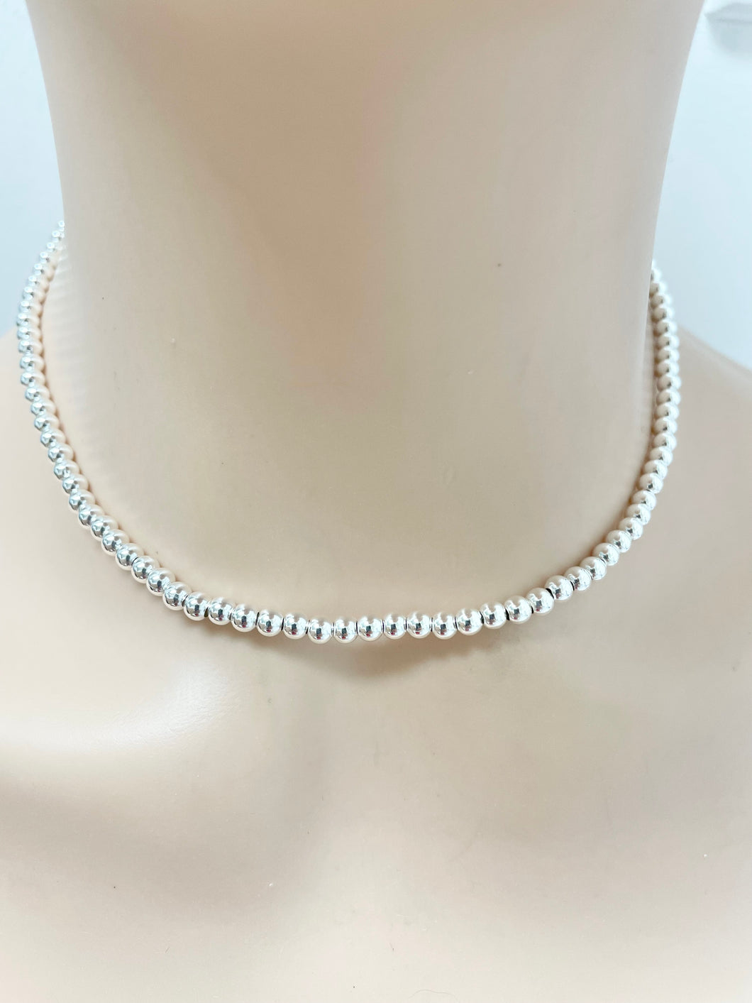 Sterling Silver 925 Lightweight Balls Necklace 16”