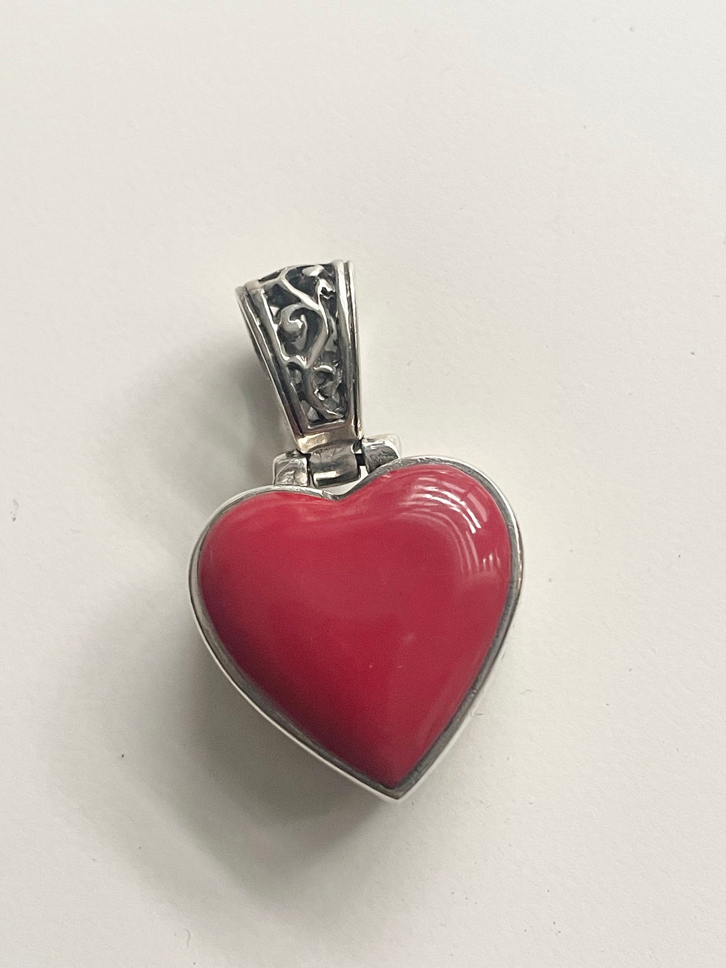 Sterling Silver 925 Reversible Agate Heart Pendant