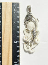 Load image into Gallery viewer, Mermaid Oxidized Necklace 925 Sterling Silver With a Bone Octopus Marked GDS
