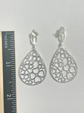 Load image into Gallery viewer, Sterling Silver 925 Flowers Filigree Post Drop Earrings
