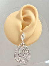 Load image into Gallery viewer, Sterling Silver 925 Flowers Filigree Post Drop Earrings
