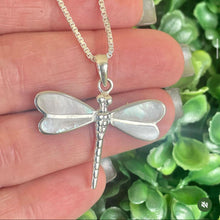 Load image into Gallery viewer, Sterling Silver 925 Dragonfly Pendant decorated with Mother of Pearl Necklace
