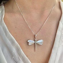 Load image into Gallery viewer, Sterling Silver 925 Dragonfly Pendant decorated with Mother of Pearl Necklace
