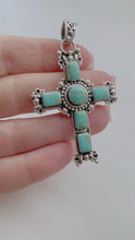 Load and play video in Gallery viewer, Sterling Silver 925 Turquoise Cross Pendant
