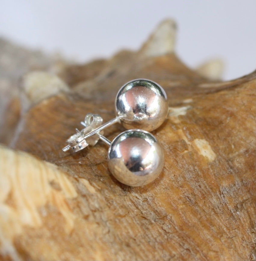 Silver 925 Ball Stud Earrings 10mm Dormilonas