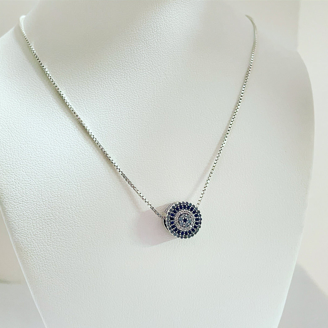 Evil Blue Eye Necklace Sterling Silver 925 Ojo Turco Con Cadena en Plata